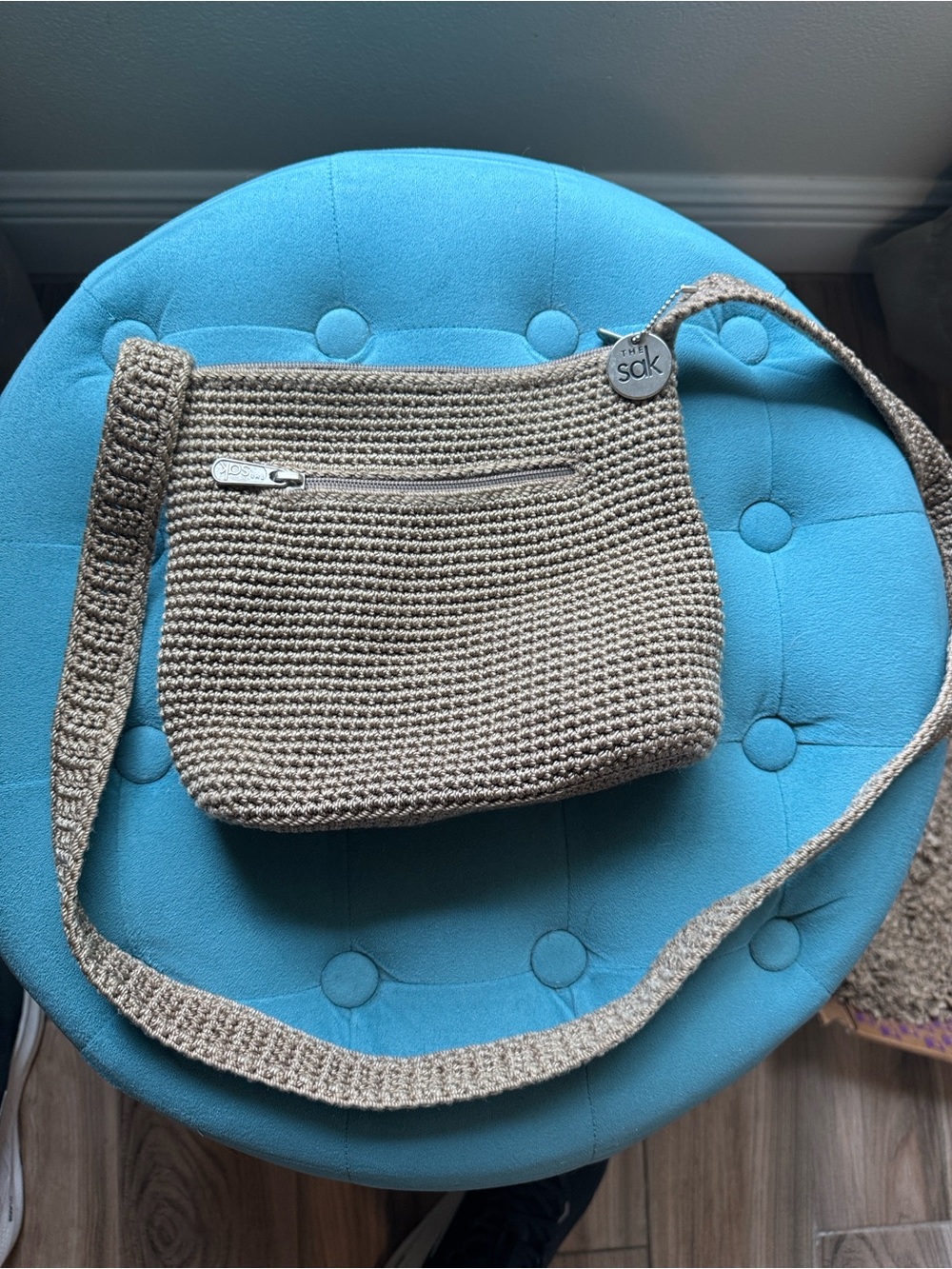The Sak Taupe Woven Crossbody Bag